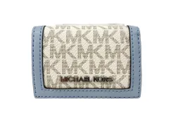 MICHAEL KORS (マイケルコース) トライフォールド ジップ ウォレット 三つ折り財布 MKシグネチャー PS-2410 ホワイト×スカイブルー レディース/028