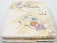 平和屋着物◎六通柄袋帯　唐織　遠山流水花鳥文　金糸　逸品　BAAI6879cm