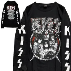 キッス KISS 黒 長袖 Tシャツ ロンT バンド ロングスリーブ デザイン 袖 両面 プリント 派手 奇抜 古着 ビンテージ vintage ロック メタル ヒップホップ ラッパー アーティスト 7部袖  p20/