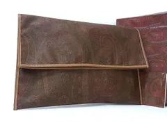 ■新品同様■ ETRO エトロ PVC×レザー ペイズリー柄 クラッチバッグ セカンドバッグ メンズ ブラウン系×マルチカラー FU0173のサムネイル