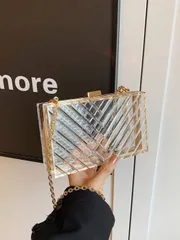 バッグ レディース ショルダーバッグ クリアアクリルボックスバッグ、ディナーバッグ、チェーンショルダーバッグ、小さな正方形バッグ、ファッショナブルな女性用ショルダーバッグ