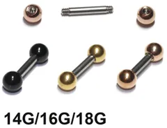 2本セット 18G 16G 14G ストレートバーベル バーベル カラーボールストレートバーベル サージカルステンレス ゴールド ブラック ピンクゴールド 軟骨 ピアス