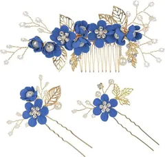 SIMPS 髪飾り 3点セット/選べる4種類 ヘアアクセサリー ヘッドドレス(ロイヤルブルー)