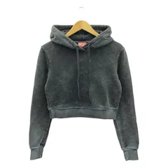 DIESEL / ディーゼル | ガーメントダイ メタリック クロップド スウェット プルオーバーパーカー | M | ブラック | レディース