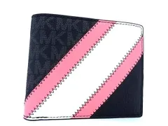■新品■未使用■ MICHAEL KORS マイケルコース MK柄 PVC×レザー 二つ折り 財布 ウォレット ブラック系×ピンク系 BJ2001