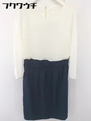 ◇ ◎ ROPE PICNIC ロペピクニック 切替 長袖 膝丈 ワンピース サイズ38 ホワイト ネイビー レディース  【中古】 【1202250002530】