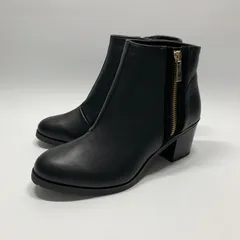 未使用に近い〇 ORiental TRaffic オリエンタルトラフィック サイドジップ ショートブーツ ブラック レザー M 23 23.5 相当 ブーティ ヒール