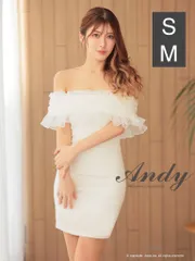 ホワイト [ON2871-R-2410] 【ANDY/アンディ】 フリル/ オフショル/ 半袖/ ワンカラー/ タイト/ ミニドレス/ キャバドレス/ ナイトドレス