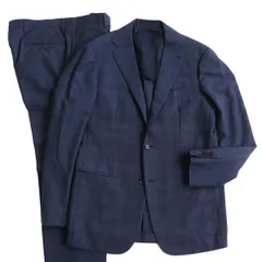 極美品●RING JACKET リングヂャケット チェック柄 シングルスーツ/上下セットアップ ネイビー 46 日本製 正規品 ビジネスおすすめ◎のサムネイル