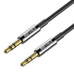 耐ノイズシールド 24K金メッキ加工 3.5mm カーステレオ AUX ホームステレオ アルミモールド オーディオケーブル 1m バッファロー BSSTM10BK/N