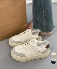 厚底スニーカー レースアップローカット靴