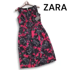 未使用★ ZARA WOMAN ザラ 春夏★ フラワー 花柄 総柄 ノースリーブ ワンピース ドレス Sz.L レディース