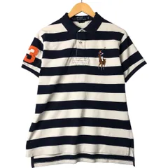 古着 ラルフローレン Ralph Lauren POLO by Ralph Lauren CUSTOM FIT ビッグポニー 半袖 ボーダー ポロシャツ メンズL相当/eaa543029