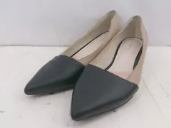 ◇ Au BANNISTER ポインテッドトゥ バイカラー ローヒール パンプス サイズ35 ベージュ ブラック系 レディース メンズ P  【1307150013287】