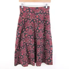 ローラアシュレイ スカート ブランド ウール混 ボトムス 日本製 黒 レディース 11サイズ ブラック×レッド×ピンク Laura Ashley 【中古】