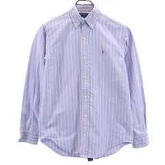 ラルフローレン ストライプ柄 長袖ボタンダウン シャツ  12 ブルー×ピンク RALPH LAUREN オックスフォード キッズ 【中古】  【231005】 メール便可