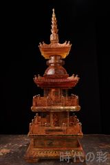 FDK40 ローズクォーツ/紅水晶 多宝塔 ガラスケース入 統一教会 天然 飾