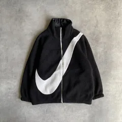 NIKE ナイキ ボアジャケット ビッグスウッシュ 刺繍 M 黒 白 ブラック