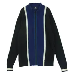 Paul Smith ポール・スミス ドライバーズ ニット フルジップ ウール カーディガン ブラック系 ブルー系 ホワイト系 L【中古】