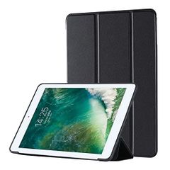 【在庫処分】(iPad オートスリープ シンプル シンプル 9.7inch 無地 iPadカバー アイパッド おしゃれ カバー ケース 第5・6世代 第5・6世代 耐衝撃カバー 三つ折りスタンド ブック型カバー アイパッドカバー ブラック) 手帳型 inch