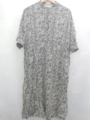 ◇ ⊂ CRAFT STANDARD BOUTIQUE 花柄 半袖 膝下丈 ワンピース サイズF ブラック グレージュ系 レディース E  【1505290027502】