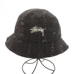 ステューシー STUSSY バケットハット 帽子 バケハ ロゴ 刺繍 総柄 S 黒 ブラック /IR ■GY18のサムネイル