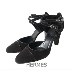 美品 HERMES エルメス セパレートパンプス サンダル 2WAY アンクルベルト ラウンドトゥ チャンキーヒール スエード レザー ブラウン サイズ35.5 約22.5cm レディースのサムネイル