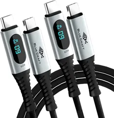 BLUE CRAFT BLUECRAFT Type-C メーター付ケーブル LED出力スクリーン表示 2m/2本セット(ブラック,  2m)