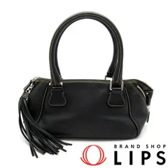 シャネル フリンジ ハンドバッグ  レザー レディース ボストンバッグ ブラック  美品 【中古】