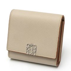 ロエベ / LOEWE　アナグラム コンパクト フラップウォレット　C821L57X01　ペブルグレインカーフ　ライトゴースト 【中古】 商品番号 S-158090