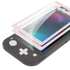 eXtremeRate Switch Liteに対応用チェリーブロッサムピンクボーダー透明なHDクリアセーバー保護フィルム、Switch Liteに対応用強化ガラススクリーン保護フィルム［傷防止、指紋防止、飛散防止、バブルフリー］【チェリーブロッサムピンク】