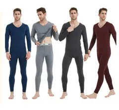 メンズ 新登場秋 冬 防寒肌着冷えとりインナー 紳士長袖インナーシャツ＋ズボン下のセット 裏起毛 保温 暖かい 発熱 ストレッチインナー 平らな縫い目