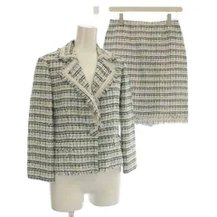 ランバン LANVIN COLLECTION ツイード スーツ セットアップ ひざ丈 スカート チェック柄 36 水色 ピンク /☆Gのサムネイル