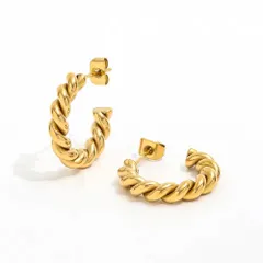 【金アレ対応】人気 フープピアス ツイスト シンプル ねじれ ロープ こなれ感 韓国 おしゃれピアス