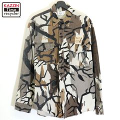 90s USA製 vintage PREDATOR CAMOFLAGE プレデターカモ コットン 長袖シャツ メンズ 表記Lサイズ
