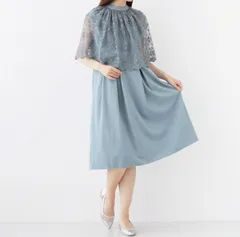 Merlot plus 結婚式披露宴二次会ドレスチュールレースケープワンピース