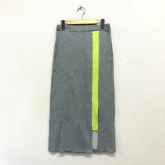 タグ付 裏毛スカート バックゴム 配色ライン イージースウェットスカート グレー