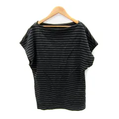 コムサイズム COMME CA ISM カットソー 半袖 ボートネック ボーダー柄 F 黒 ブラック グレー /SY26