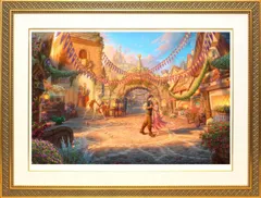 ディズニー/トーマス キンケード「塔の上のラプンツェル/ダンシング イン ザ サンライト コートヤード」作品証明書 展示用フック付ジークレ 発送目安15～20営業日