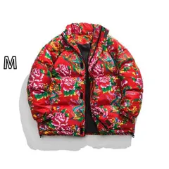 [M]秋冬 コーデ メンズ  服 シンプル ファッション オシャレ 大人 かっこいい 大きいサイズ ストリート 紳士服 エスニック 牡丹 花柄 プリント 綿 ジャケット アウター 暖かい ユニセックス 男女共 花 