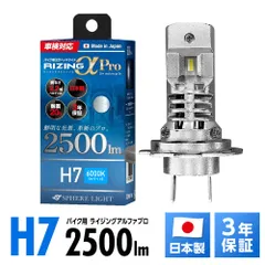 スフィアライト バイク用 LEDヘッドライト RIZINGα Pro H7 6000K 2500lm 日本製 ポン付け 車検対応 3年保証 SLRPBH7060のサムネイル