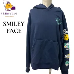 スマイリーフェイス プリントロゴ プルオーバーパーカー メンズM ストリートコーデに