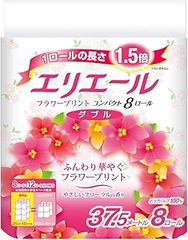 大王製紙 エリエールトイレットティシューフラワープリントコンパクト ダブル 8ロール【8個セット】