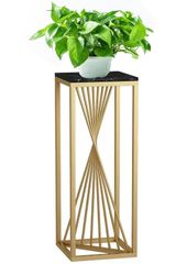 新品 Floralies フラワースタンド プランタースタンドアイアン 大理石台 2段式 完成品 玄関 フラワースタンド 植木鉢 プランタースタンド おしゃれ ゴールド 観葉植物 台 室内 花 フラワー スタンド 北欧 飾る(高80-幅30cm)