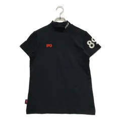 中古 レディース パーリーゲイツ PEARLY GATES 半袖シャツ 1(M) 紺 ネイビー 総ロゴ柄 モックネック ハイネック