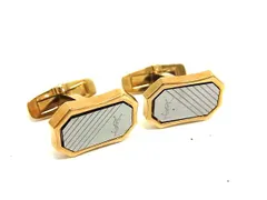 ■美品■ YVESSAINTLAURENT イヴサンローラン カフスボタン カフリンクス アクセサリー 紳士 メンズ ゴールド系×シルバー系 DK1800