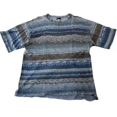 初期タグ USA製 80s~90s GRAMICCI S/S TEE グラミチ 総柄ボーダーTシャツ M 青 古着