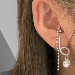 coin ball chain Y ear cuff _コイン ボールチェーン Y イヤーカフ