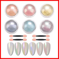 【特売】オーロラパウダー 6個セット透明性 クリア オーロラシェルパウダー ネオンパウダー ネイルパウダー オーロラネイル ミラーネイル パウダー ネイルアート レジン ジェルネイル
