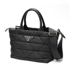 プラダ / PRADA　ミディアム パデッド Re-Nylon x レザー トートバッグ　1BG436　ナイロン　ブラック 【中古】 商品番号 S-158687